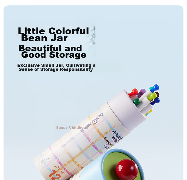 Melo Childhood Small Colorful Automatic Oil-Based Colored Pencil Refill Erasable Children's Colored Pencil Drawing Art Student Kindergarten Primary School Beginner Replacement 24-Color Drawing Pen 21