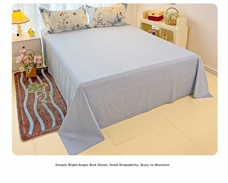 MUJI 100% Cotton 4-Piece Bedding Set for 1.5/1.8m Bed, Pure Cotton Bed Sheet and Duvet Cover 200x230cm 17