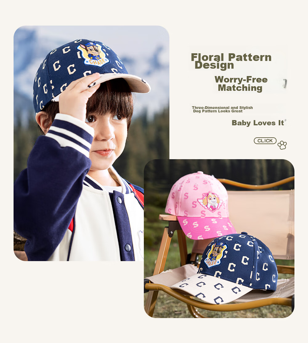 PAW PATROL Children's Fashionable Baseball Cap, Letter Trendy Visor Hat, Boys And Girls Travel Sun Protection Hat, Versatile, Navy Blue, 54cm 16
