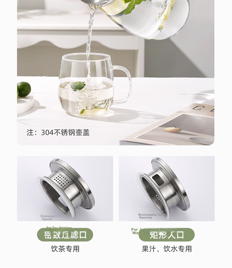 Fuguang High Borosilicate Glass Water Pitcher 1800ml Heat Resistant Explosion-Proof Cold Water Jug 8