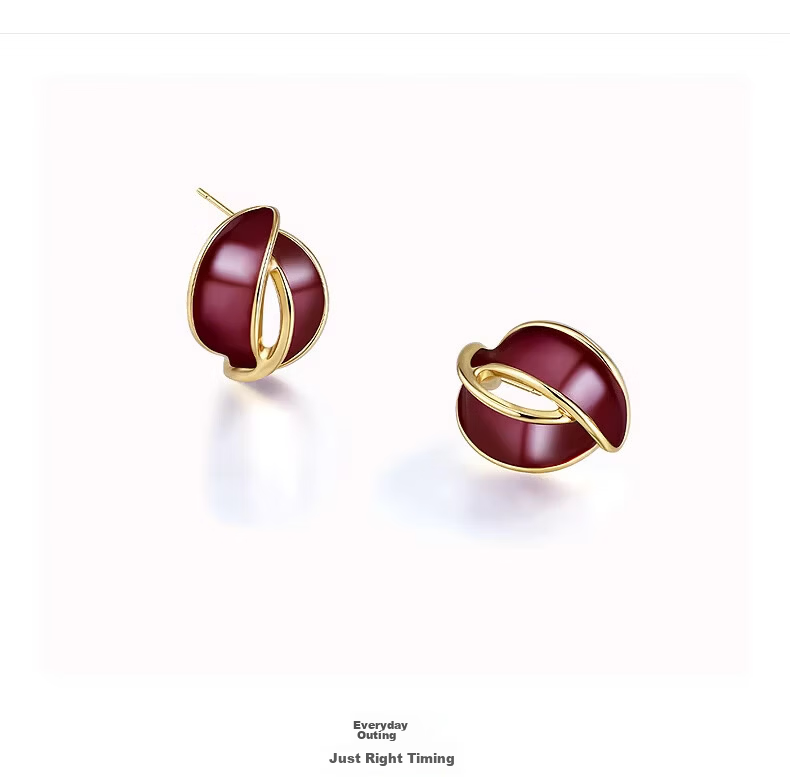 Aji Bean Earrings for Women Qi Ji Red Hong Kong Style Popular Vintage High-End Earrings Gift for Girlfriend Qixi Festival 4