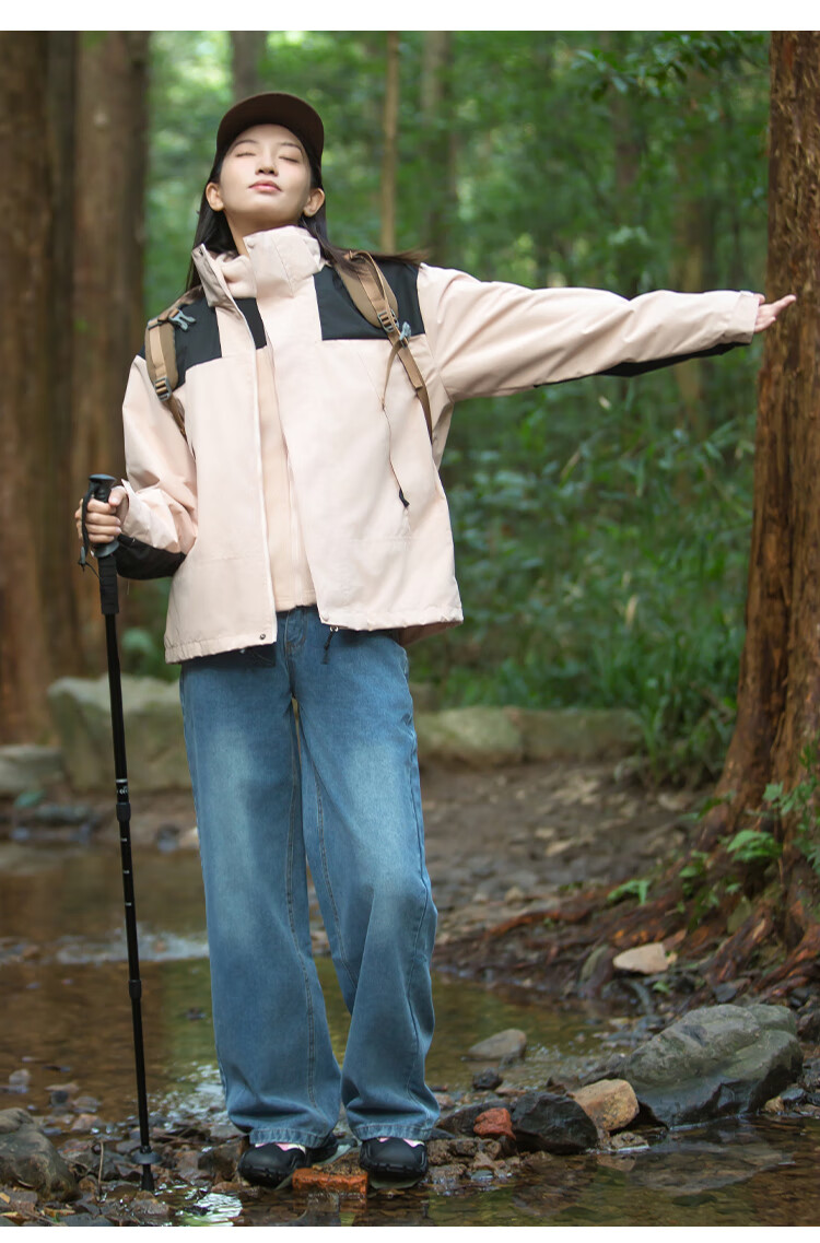 Yishangmei Women's Three-In Jacket, Spring Autumn Winter Style, Thickened Warm 2026 Clothing, Women's Windbreaker, Pink XL 15