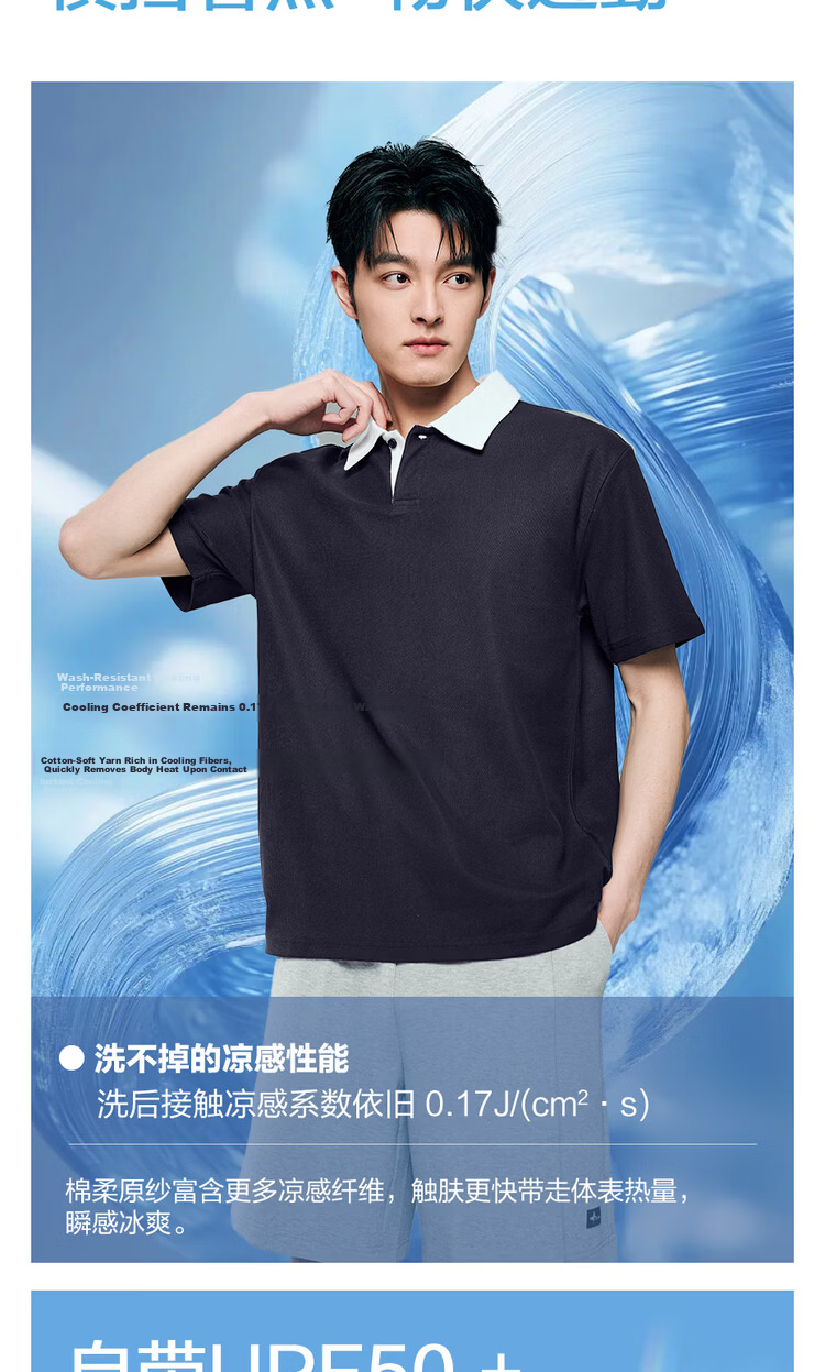 Giordano 2026 Summer New Tech Cooling Sun Protection Color-Block Collar Short Sleeve Polo Shirt Men 13016202 6