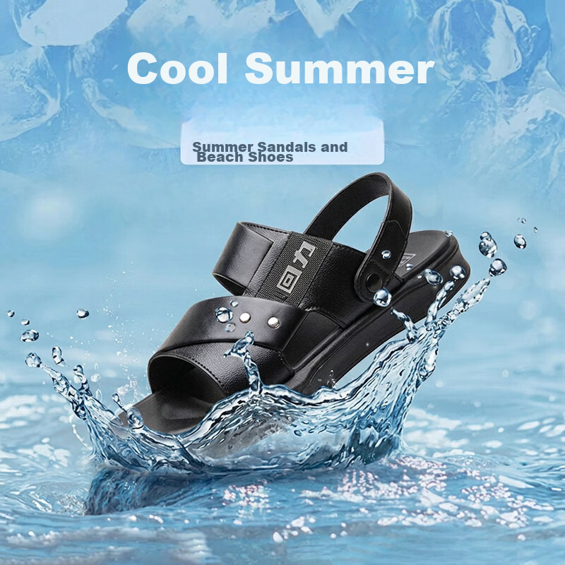 Warrior Men's Summer Casual Sandals EVA Outdoor Non-Slip Wear-Resistant Dual-Purpose Driving Slippers Black Size 44 2