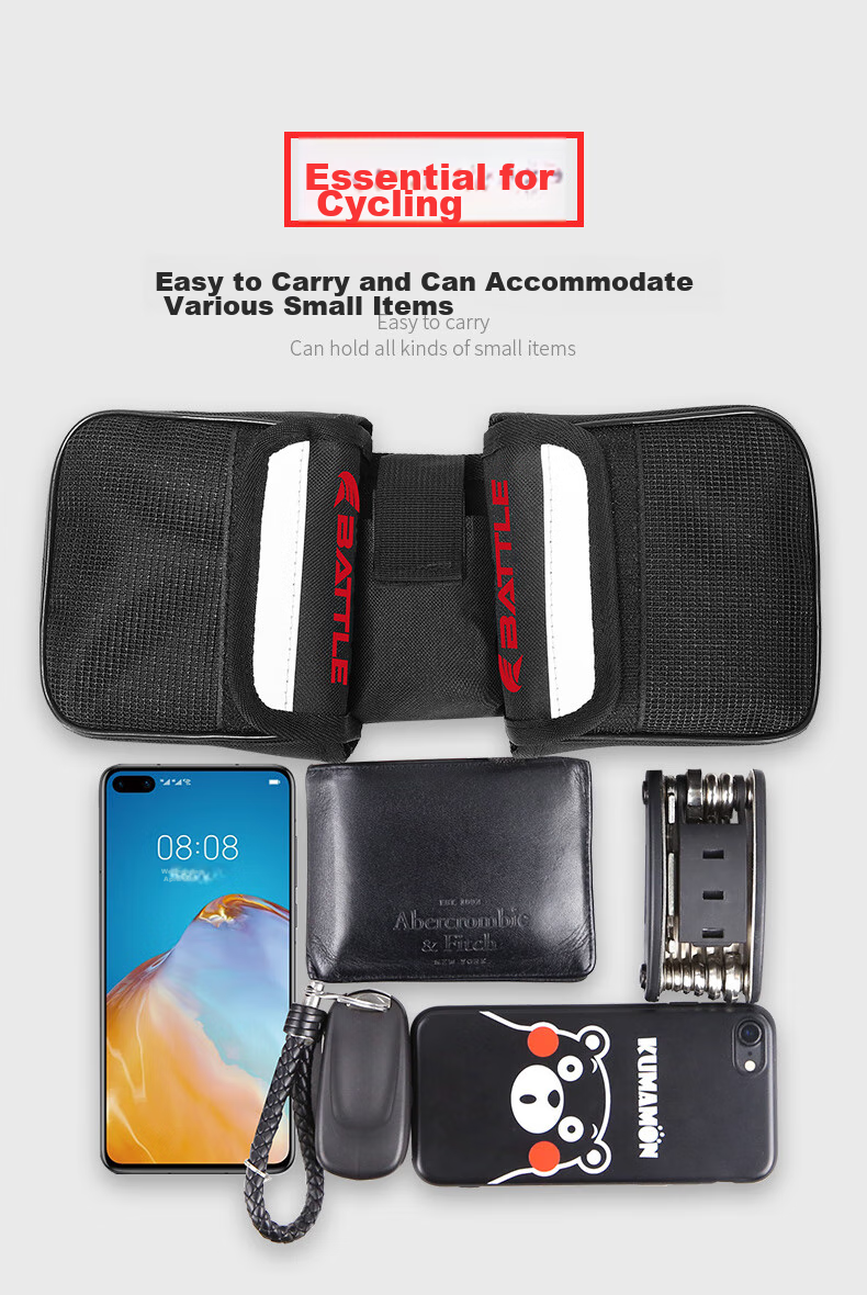 BATTLE Mountain Bike Handlebar Bag, Bicycle Accessory, Universal Handlebar Saddle Bag, Phone Pouch 4