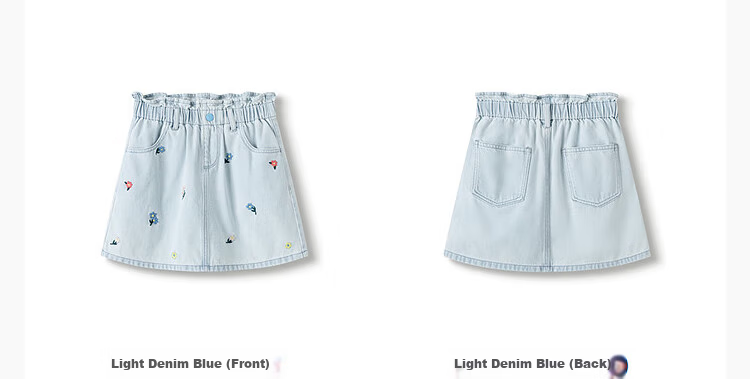 BALABALA Children's Clothing Girls' Shorts Summer 2025 All-Cotton Denim Casual Embroidered Puff Skirt 208225110004 12