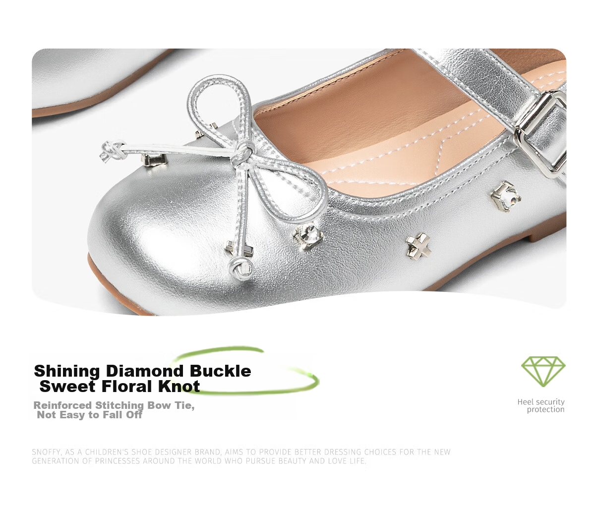SNAFFY Girls' Leather Shoes Children's Princess Shoes Spring Little Girls British Style Fashion Soft Sole Shoes Moonlight Silver Size 32 18