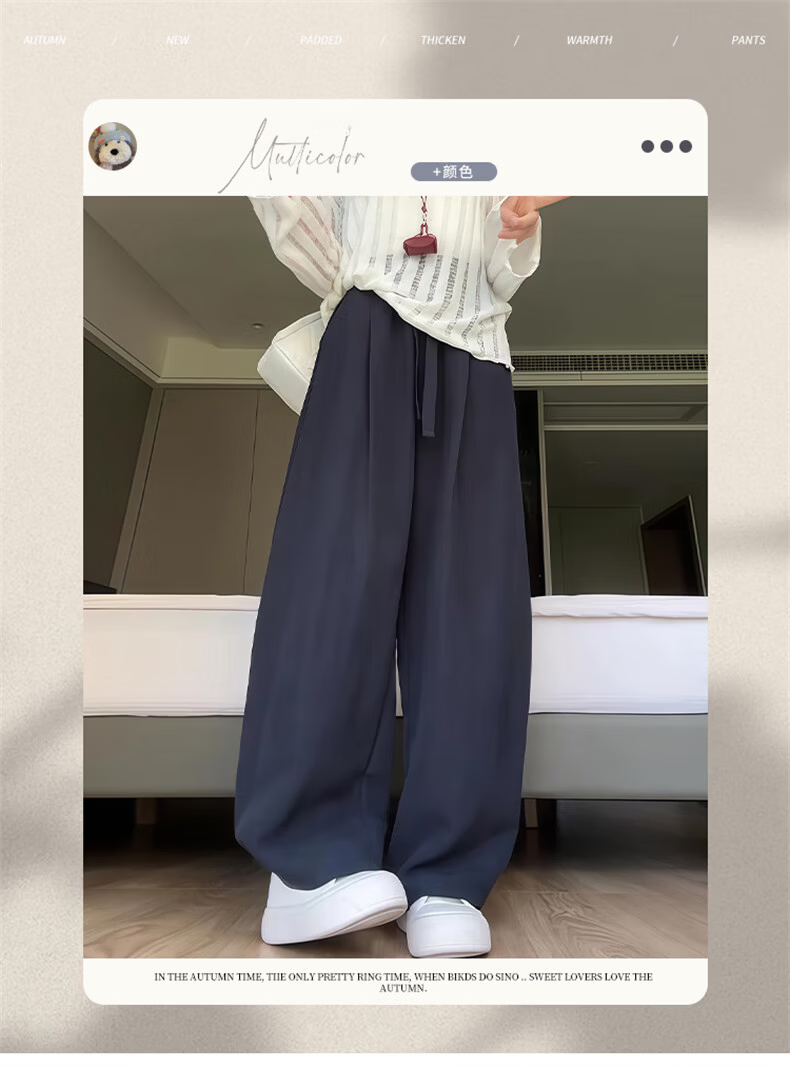 Langsha Tencel Linen Wide-Leg Pants for Women Summer 2026 New High-Waist Slimming Draped Loose Casual Curved Cut Pants 1