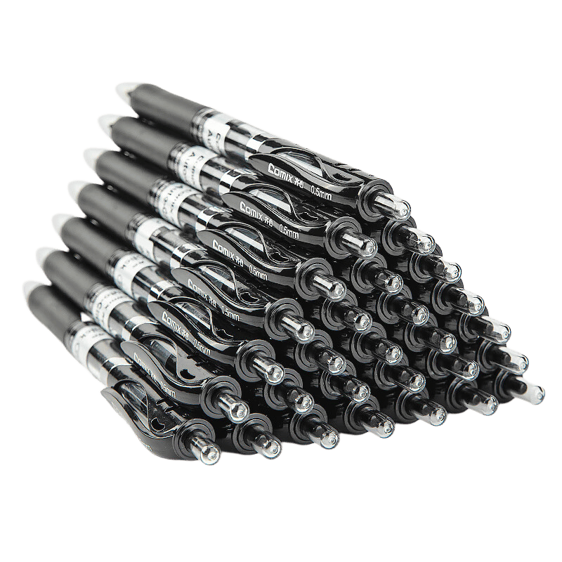 COMIX 30-Pack Smooth Gel Pens, Retractable Pen, Push-Button Pen, 0.5mm Bullet Tip, Office Supplies, Large Capacity, Black, EB15