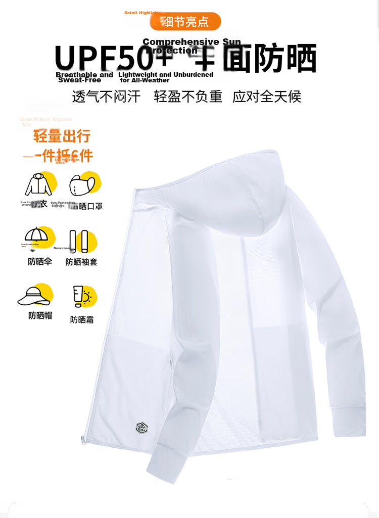 TUCANO Men's Summer Thin Breathable Ice Silk Sun Protection Jacket with Detachable Hood Brim Casual Outerwear Dark Gray 5XL 6