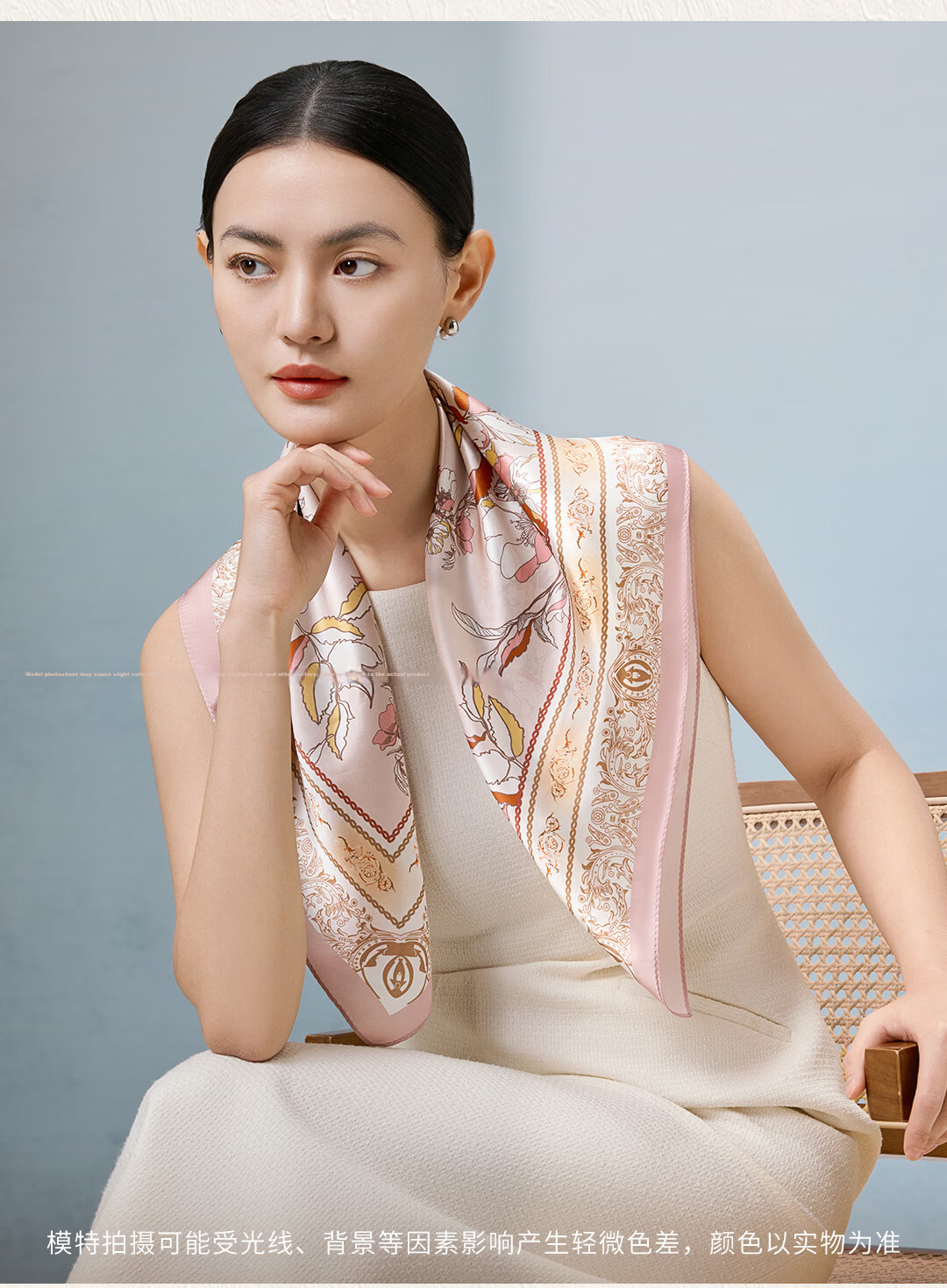 Shanghai Story Mulberry Silk Spring Summer Women's Silk Scarf Printed Square Scarf Gift for Mom and Girlfriend Birthday Silk Scarf Gift Box 9