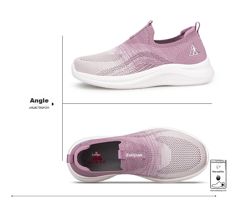 Zulijian Elderly Women's Shoes Autumn Slip-On Walking Shoes Mesh Soft Sole Mom Sneakers Women's Sports Casual Shoes 35