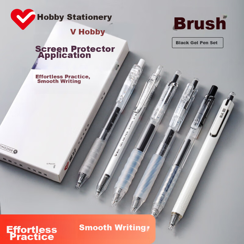 AIHAO 0.5mm Exam Quick-Dry Black Gel Pen Set, High-Capacity Student Office Stationery, 6-Pack DMS2008