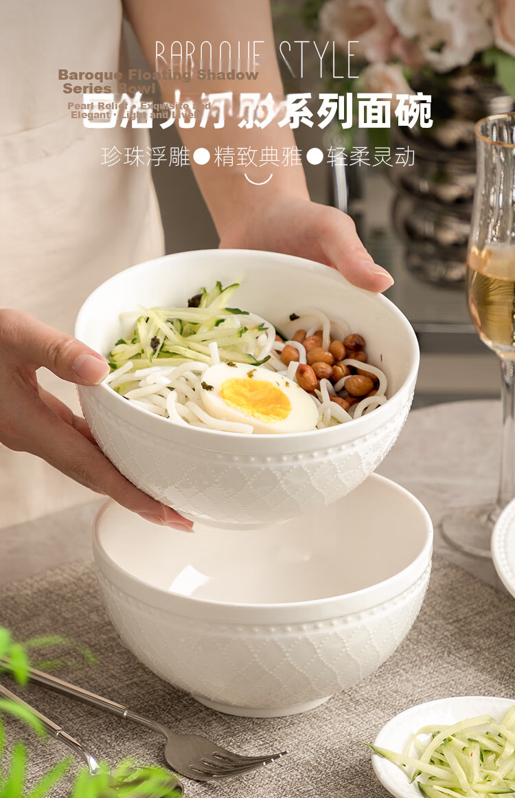 Banwushenghuo Large Ceramic Soup Bowl with Lid, Double-Handled Soup Pot, High-Capacity Soup Bowl for Home Use, Underglaze Colorful Large Serving Bowl 1
