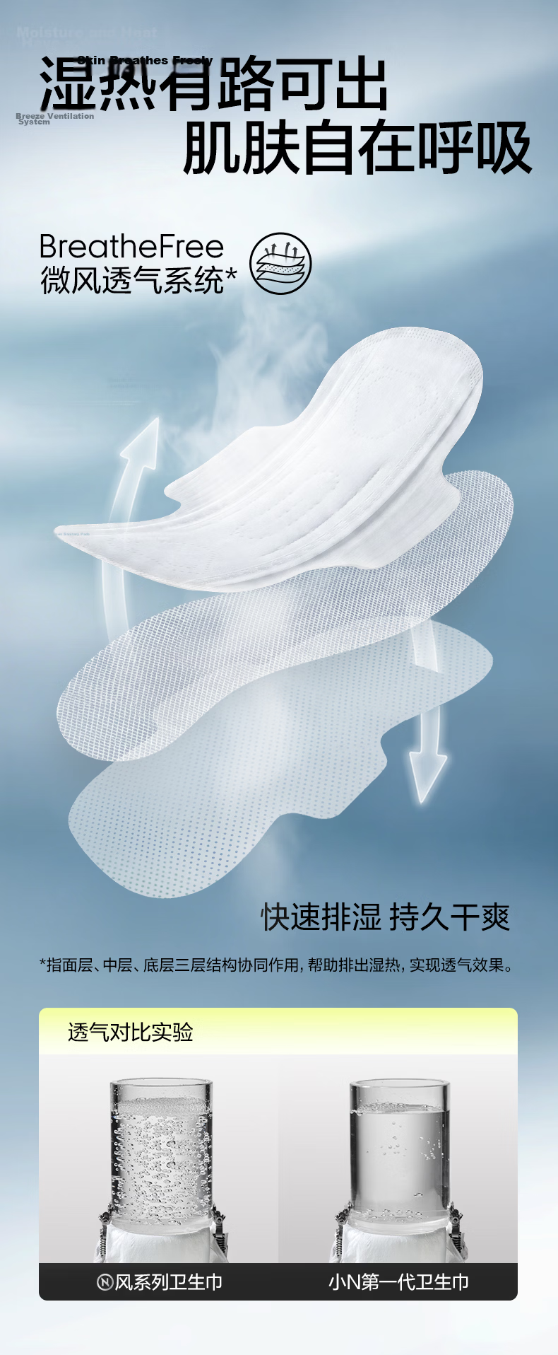XiaoNbabycare Cooling Sanitary Pads Day Use 240mm 8pcs Box Menstrual Ultra-thin Breathable JD Self-operated 3