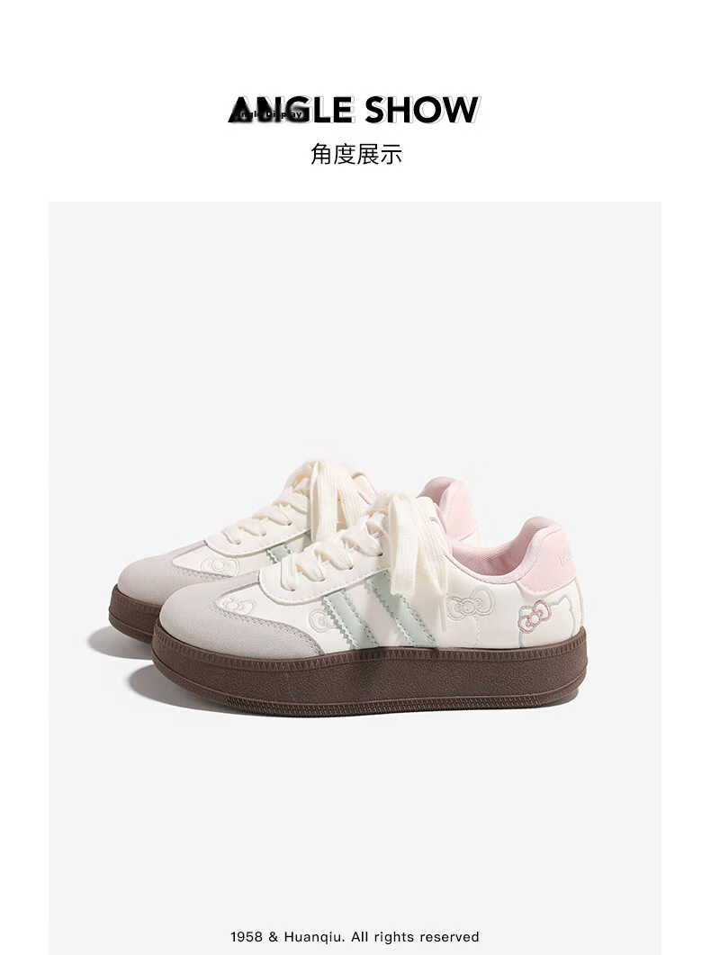 Global Dopamine Embroidered German Training Shoes Women 2026 Spring New Cute Casual Student White Sneakers Pink Green Size 39 10