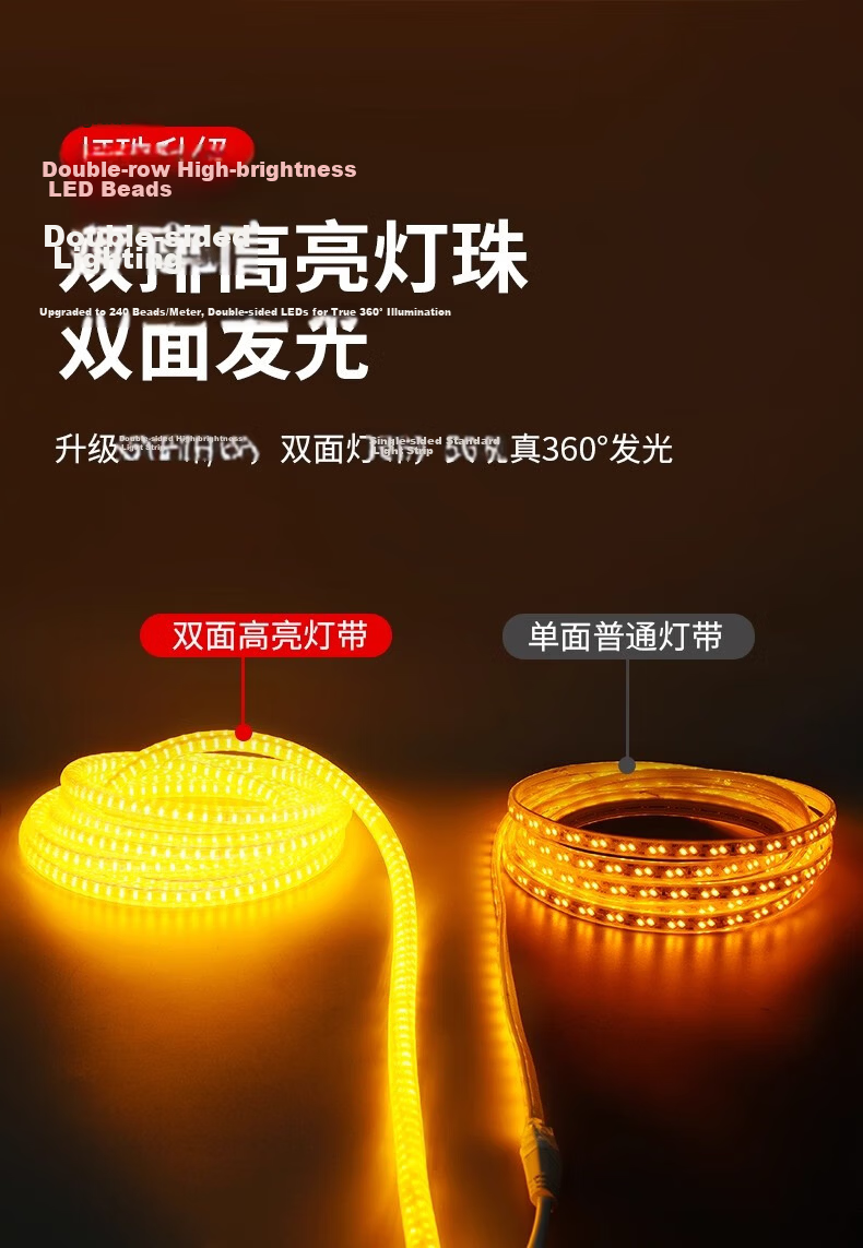 Fanyao Round Ultra-Bright LED Strip Light Villa Exterior Wall Decoration Outdoor Waterproof White Light Outdoor Engineering Lighting 220V 3
