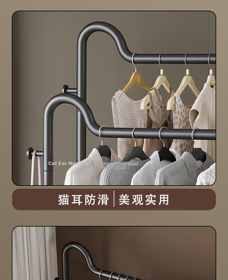 Nanye Floor-Standing Clothes Rack, Indoor Coat Hanger, Bedroom Clothes And Hat Stand, Dormitory Drying Rack, Simple Storage YJM-12BL 16