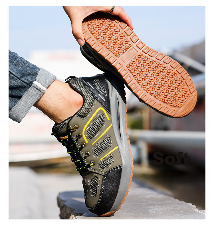 Jingtu Safety Shoes for Men, Summer Breathable Wear-Resistant Steel Toe Anti-Puncture Construction Site Work Shoes 857BK Size 39 18