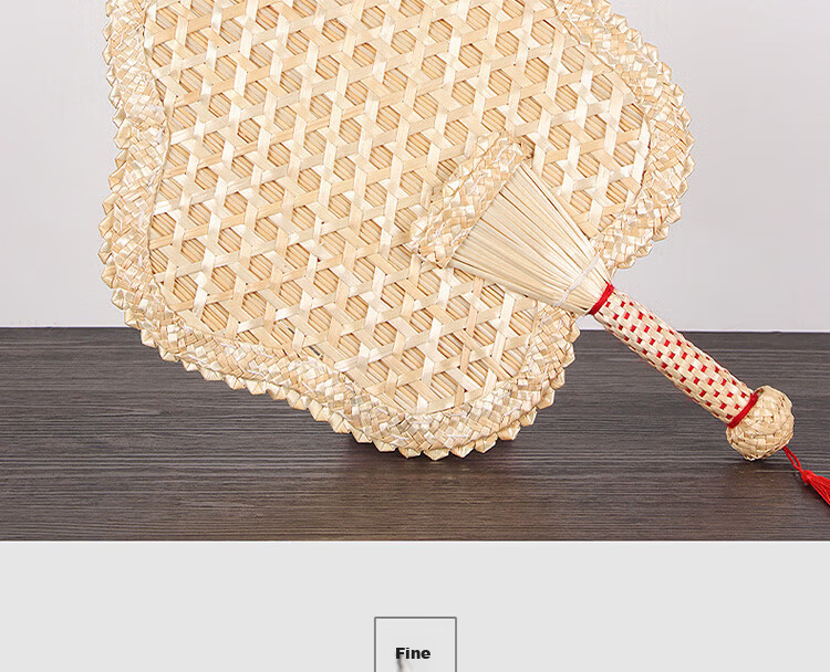 Extreme Space Handmade Woven Vintage Large Palm Fan Summer Fan Men's Banana Leaf Round Fan Women's Straw Woven Chinese Style Fan 2
