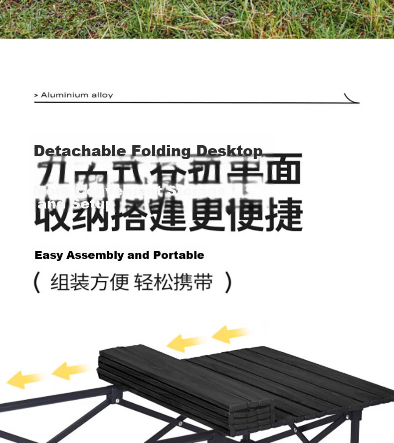 Gosoo Egg Roll Table Camping Table Outdoor Folding Table Market Picnic Table Portable Outdoor Balcony Leisure Table Black 16
