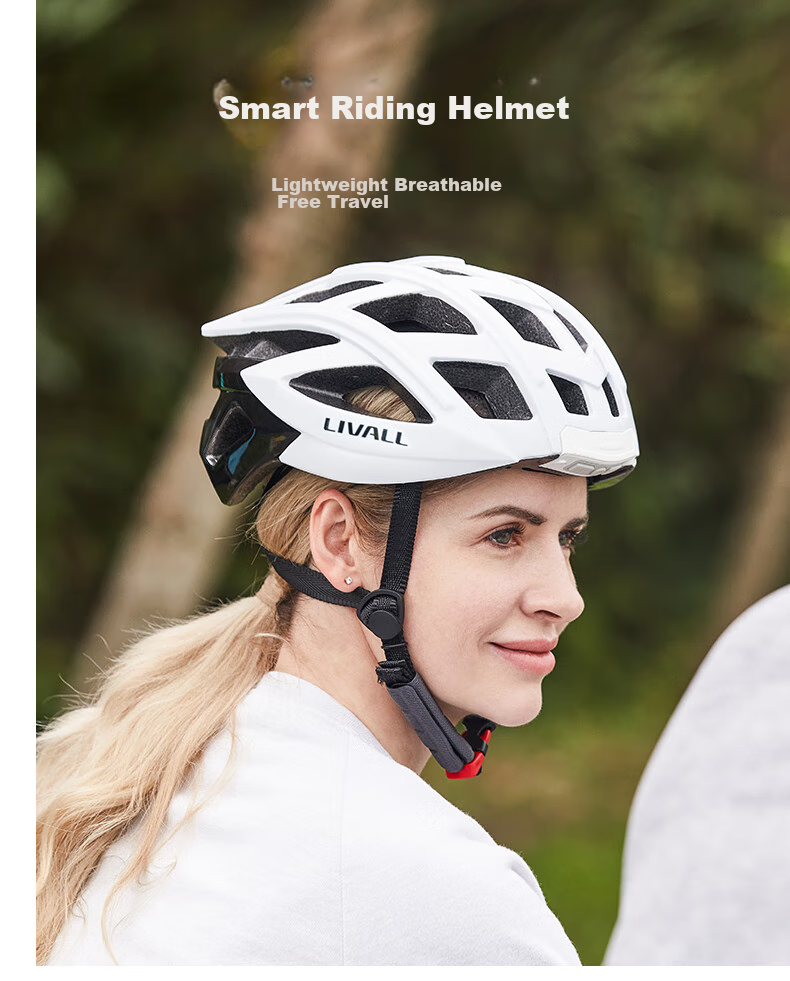LIVALL Smart Cycling Helmet, Bicycle Mountain Road Bike Helmet with Bluetooth Voice Control, for Adult Men And Women, BH60, White 1