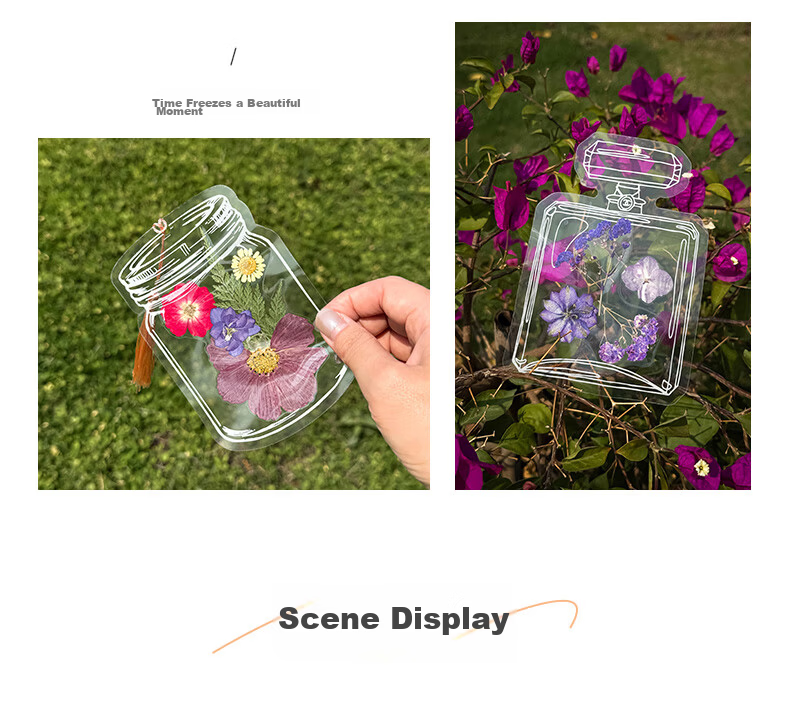 Tianse Transparent Dried Flower Bookmarks Handmade DIY Material Kit Leaf Specimen Laminated Plant Pressed Petals Back to School Set 20 Sheets TS-6132 27