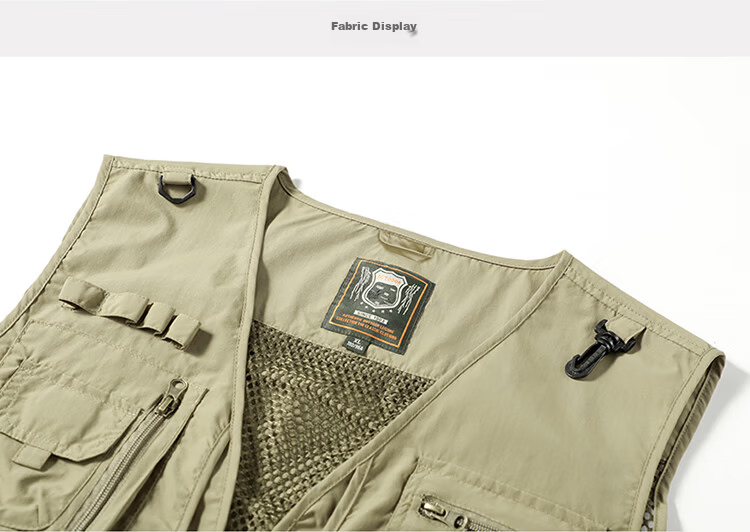 JEEP SPIRIT Men's Work Vest Spring Autumn Fishing Photography Multi-Pocket Jacket Black M 17
