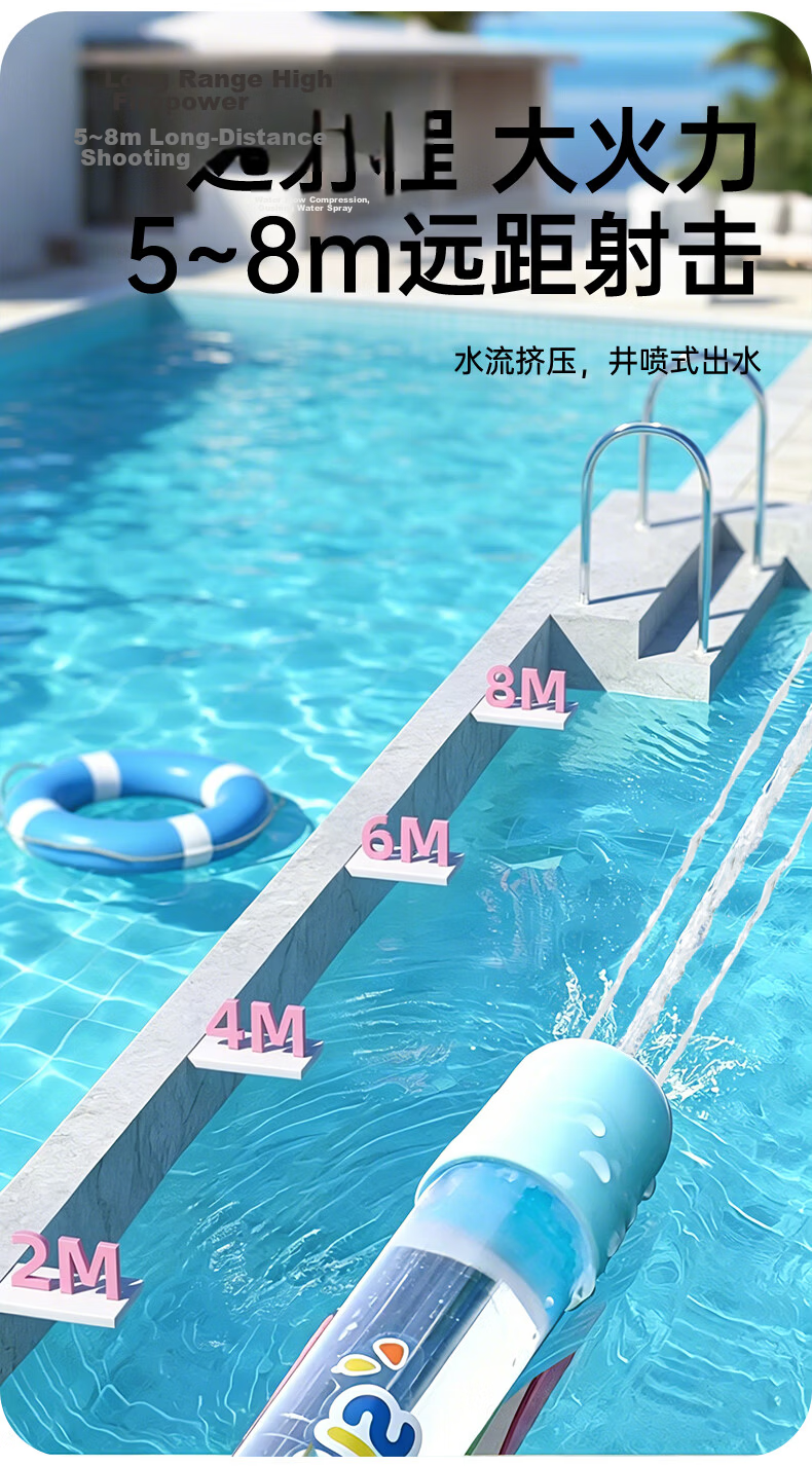 Tameng Fish Water Gun Children's Fireworks Water Gun Popular Summer Boys Girls Beach Water Play Pull-Action Toy Water Cannon Children's Day Gift 7