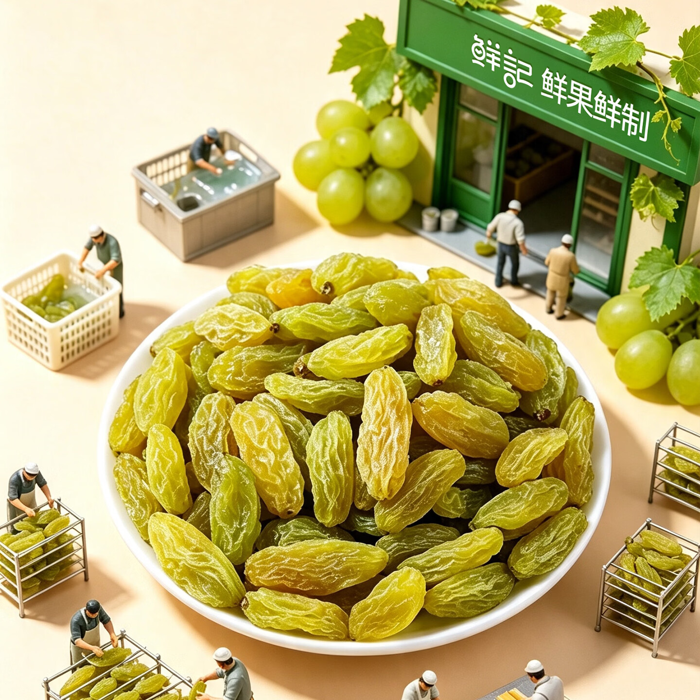 鲜记 绿香妃葡萄干500g 新疆吐鲁番特产大颗粒 蜜饯果干 休闲零食