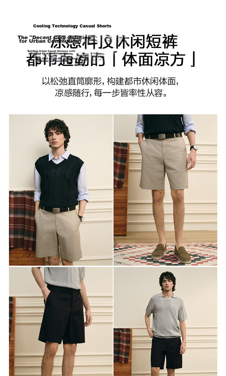 Giordano G+ 2026 Summer New Lyocell Cooling Embroidered Mid-Rise Straight Casual Shorts for Men 01106349 5