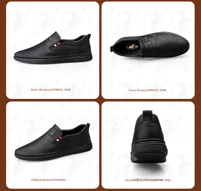 Men's Ram Leather Casual Shoes New Spring Genuine Leather Soft Durable Slip-On Driving Shoes 32