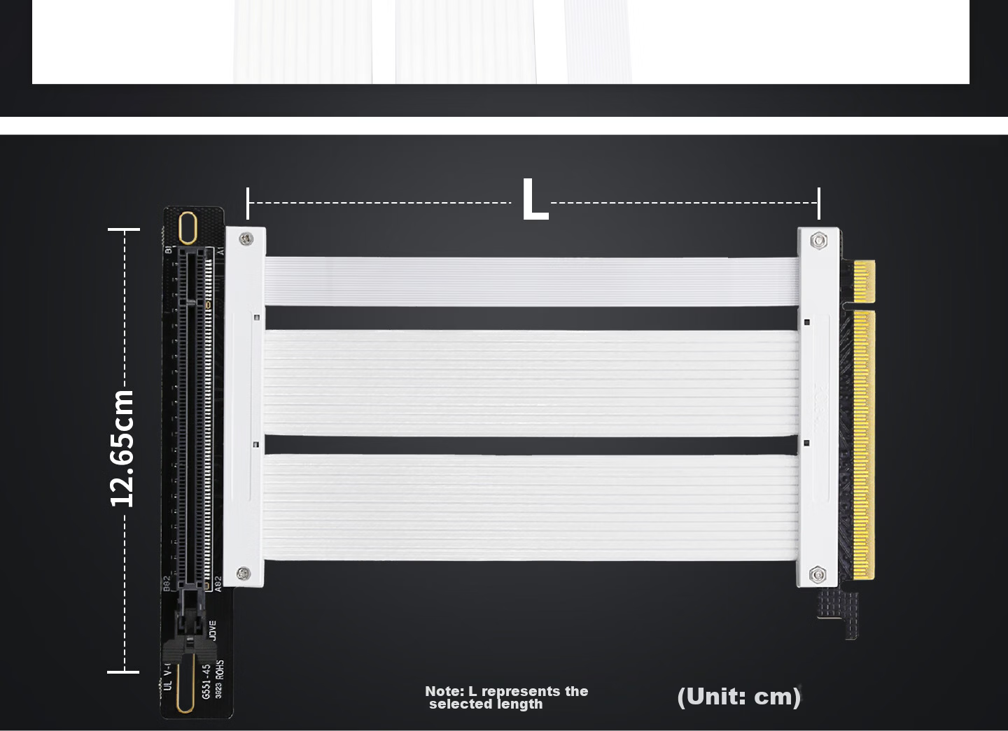 GIGA-MEGA PCIe 4.0 GPU Extension Cable 90-Degree Vertical Mount High-Speed Dual-Layer Flexible Full-Speed Stable Support All Series N/A Cards ATX Case 18cm White 8