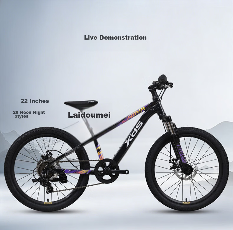 Xds Youth Bicycle Model 26, Chinese Style, 24-Inch, for Boys And Girls, 7-Speed, Mechanical Disc Brake, Internal Gear Bicycle, Yulu Pink 14