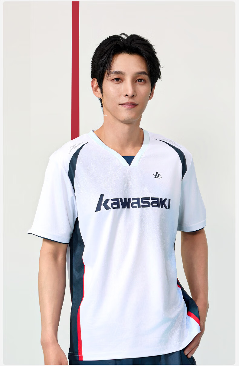 KAWASAKI Women's Badminton Sports Short Sleeve T-Shirt Quick-Dry Breathable Competition Training Shirt D2227 Light Blue L 18