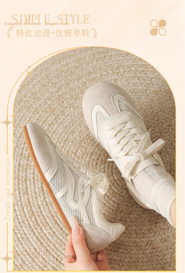 Zhuoshini Women's Mesh Breathable Flat Casual Sneakers Versatile Sports Shoes White Size 38 1