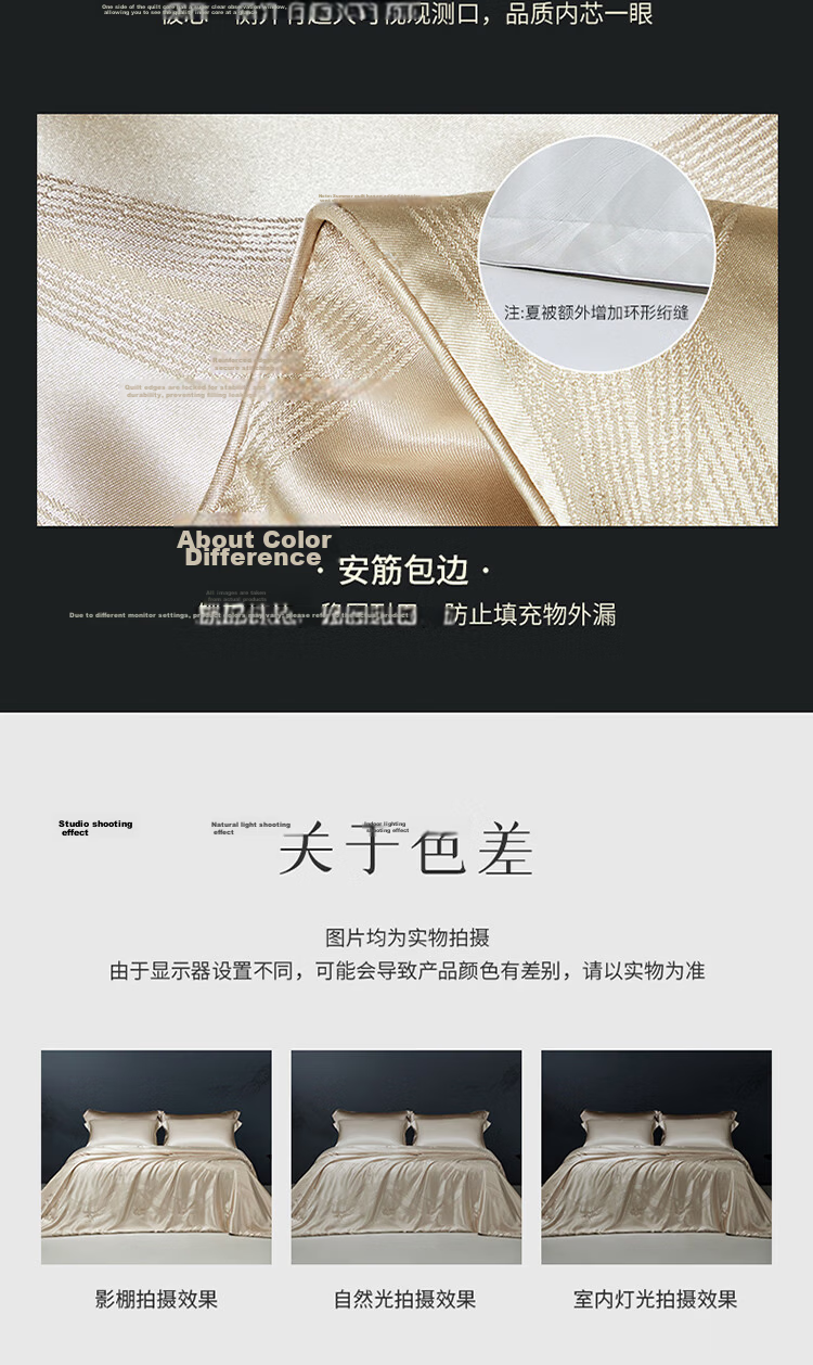 Mengjie Home Textiles [70th Anniversary] 100% Silk Summer Quilt Cooling Washable Air Conditioning Quilt 248x248cm Filling 500g 16