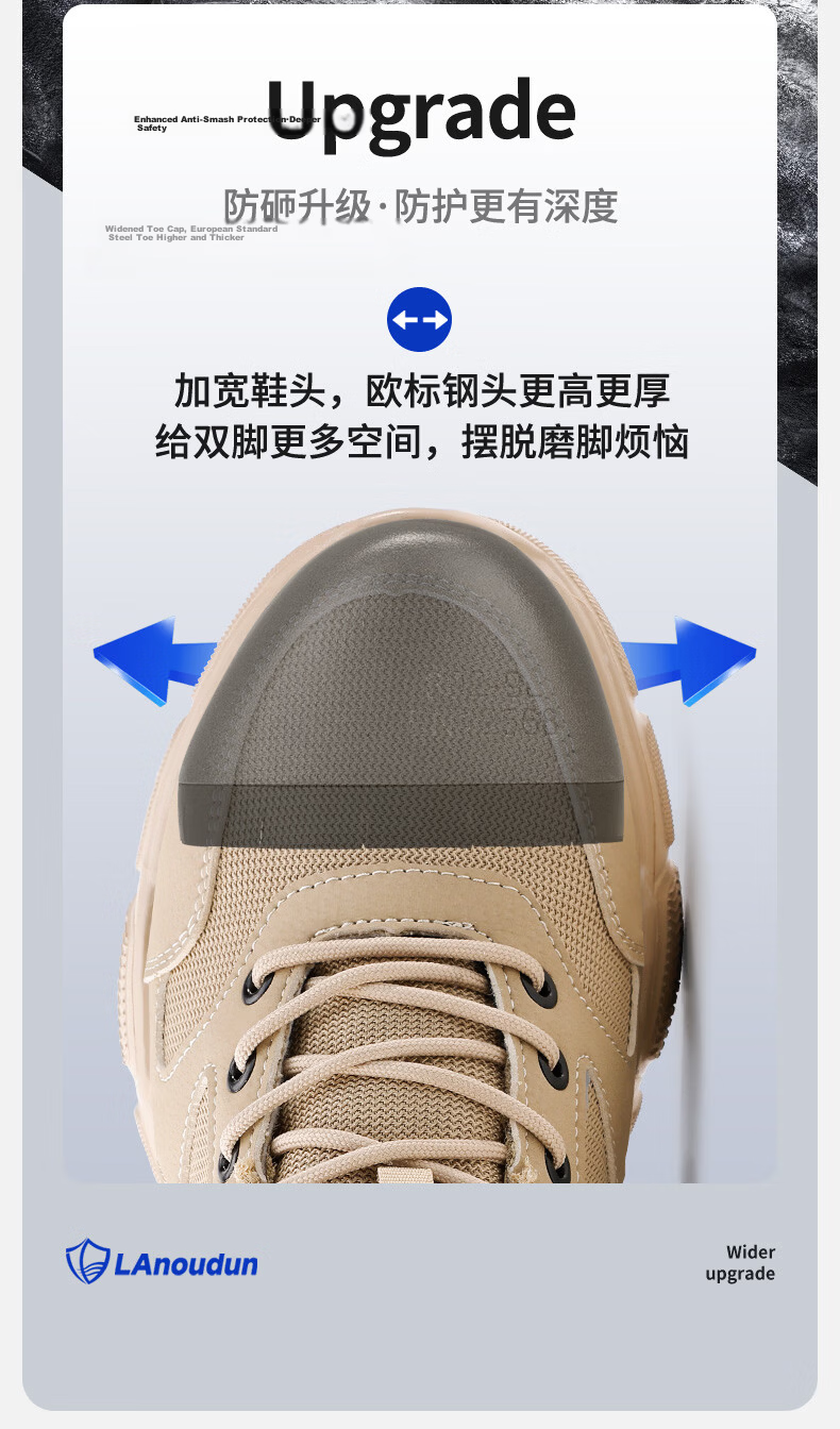 Blue Owl Shield Men's Summer Breathable Lightweight Soft Sole Anti-Smash Steel Toe Anti-Puncture Work Safety Shoes DL232F 36 4