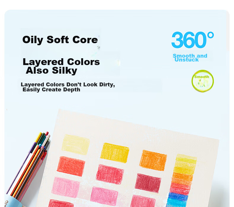 Melo Childhood Small Colorful Automatic Oil-Based Colored Pencil Refill Erasable Children's Colored Pencil Drawing Art Student Kindergarten Primary School Beginner Replacement 24-Color Drawing Pen 15