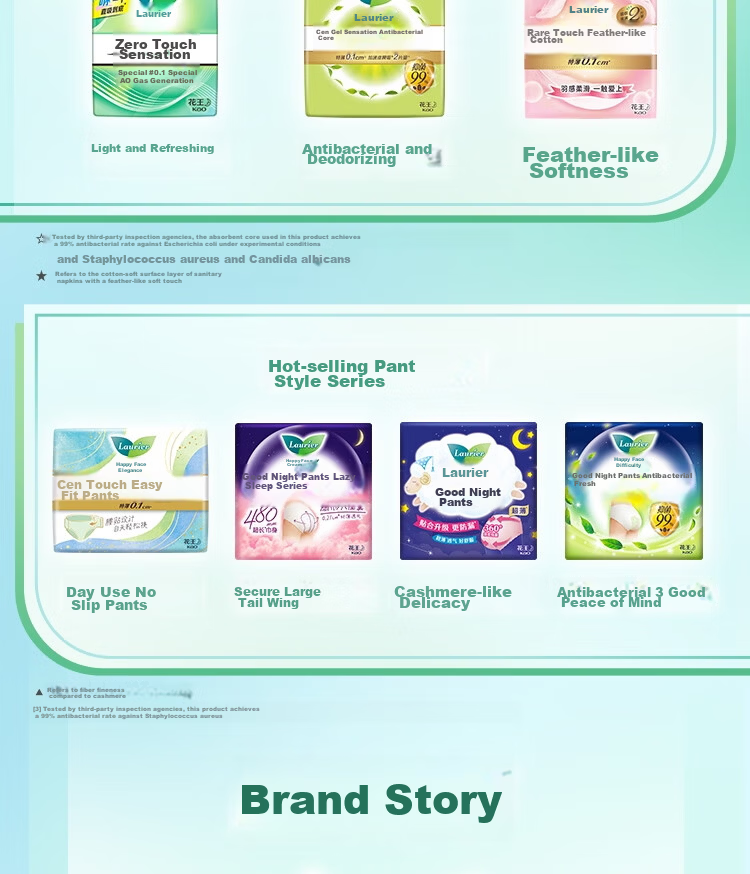 Laurier Kao Zero Touch Ultra Thin Day and Night Winged Sanitary Pads 30cm 8pcs JD Self-operated New National Standard 12