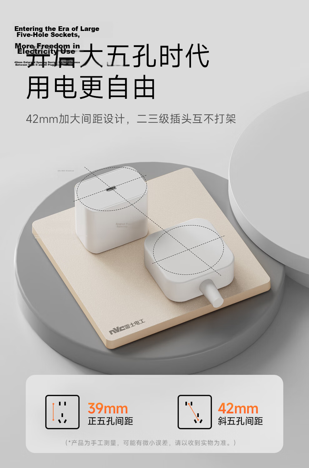 NVCleishidiangong Xingyan Series, Five-Hole Socket, 86*86mm, 15W Fast Charging, USB+Type-C, Ultra-Thin 6.4mm, Large Plate, No Switch, Plastic Shell with Steel Backboard 12