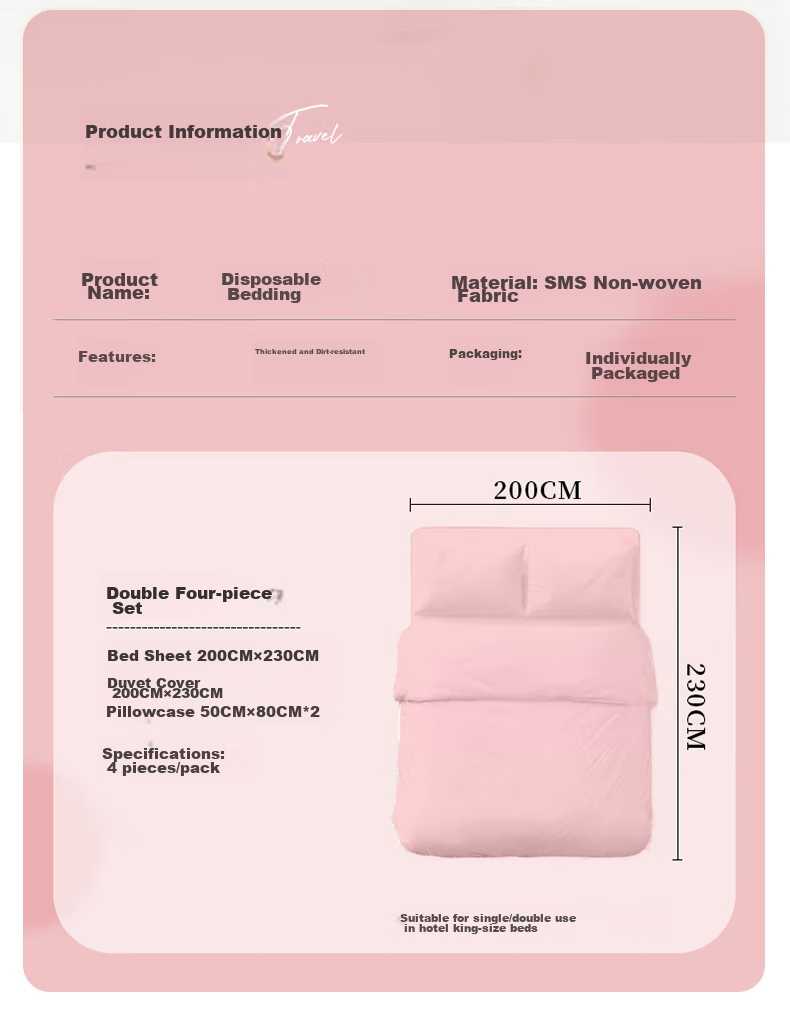 JAJALIN Disposable Bed Sheet And Duvet Set for Train Sleeper, Hotel, Travel Soft Bed, Hygienic Three-Piece Set, Thickened Portable Travel Kit 17