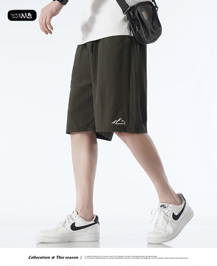 Homlean American-Style Shorts for Men, Summer Ice Silk Thin Breathable Basketball Pants, Outdoor Wear, Large Size Casual Pants CG03 Gray M 11