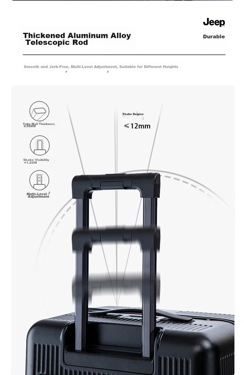 JEEP Hard Frame Luggage Carry-On Suitcase Travel Bag Unisex Zipper Large Capacity 26-inch Password Lock Night Black 14