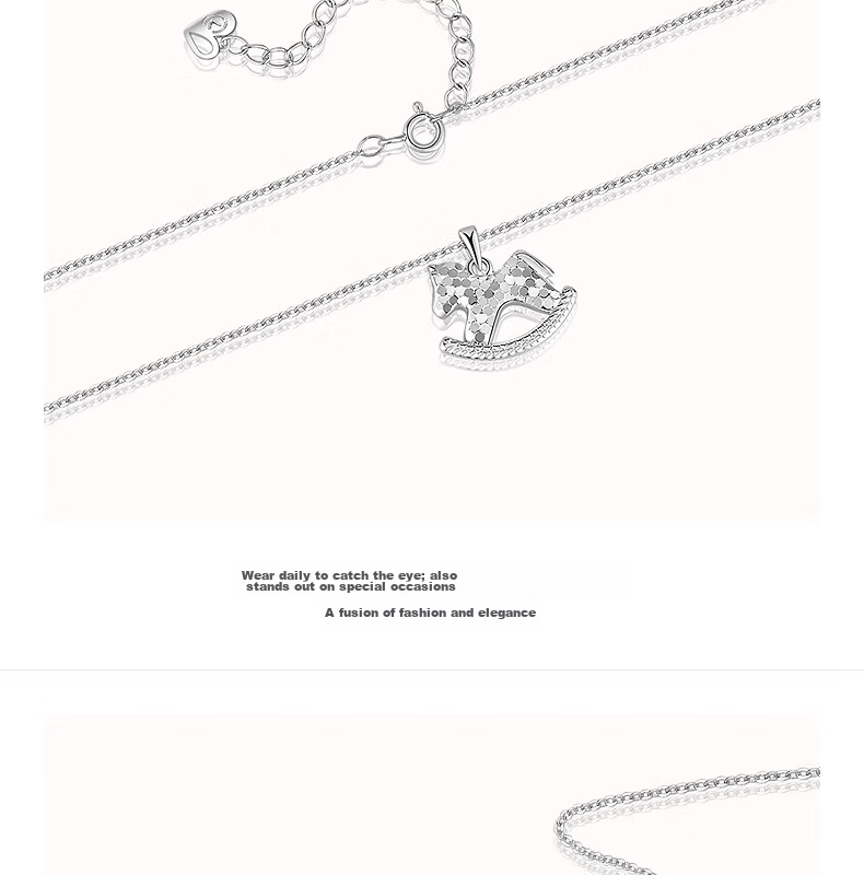 Aji Bean Women's Necklace Zodiac Horse Wooden Adjustable Long Chain Clavicle Sweater Chain for Birth Year 4