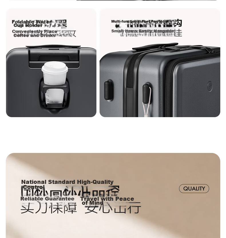 90 Points 20-inch Carry-on Luggage Unboxing Suitcase Men and Women Business Multifunctional Trolley Case Seine River Series Password Lock 4