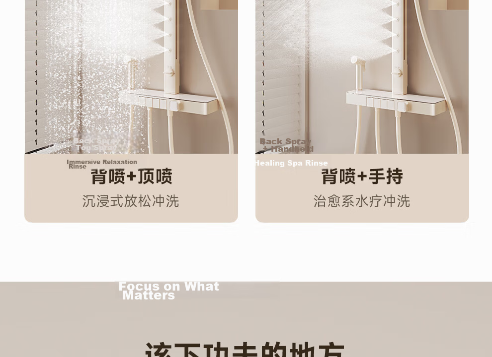 ARROW Rongyi Shower Head Square Handle Shower System, Large Top Spray Bathroom Faucet, Fine Copper [Renovation Subsidy 15%] 19