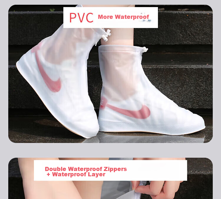 Chegui Mu Non-Disposable PVC Rain Shoe Covers Waterproof Anti-Slip Transparent Thickened Durable Shoe Covers Size L for EU 36-39 8