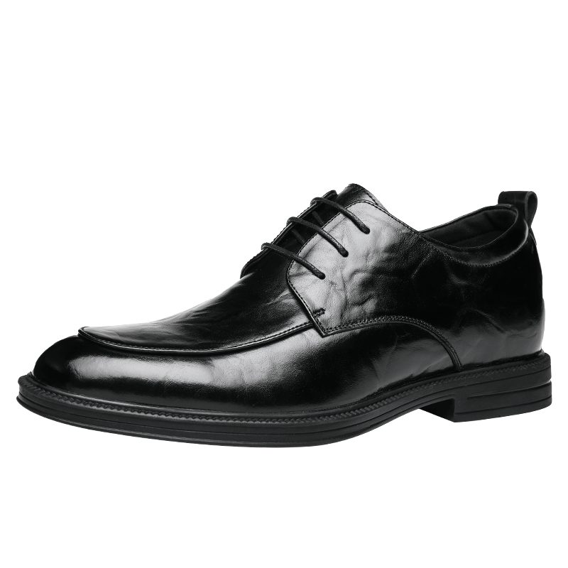 Millies Top-Grain Leather Men's Shoes, British Formal Business Shoes, Graduation Interview Leather Shoes for Men U1291, Black Height-Increasing, Size 41