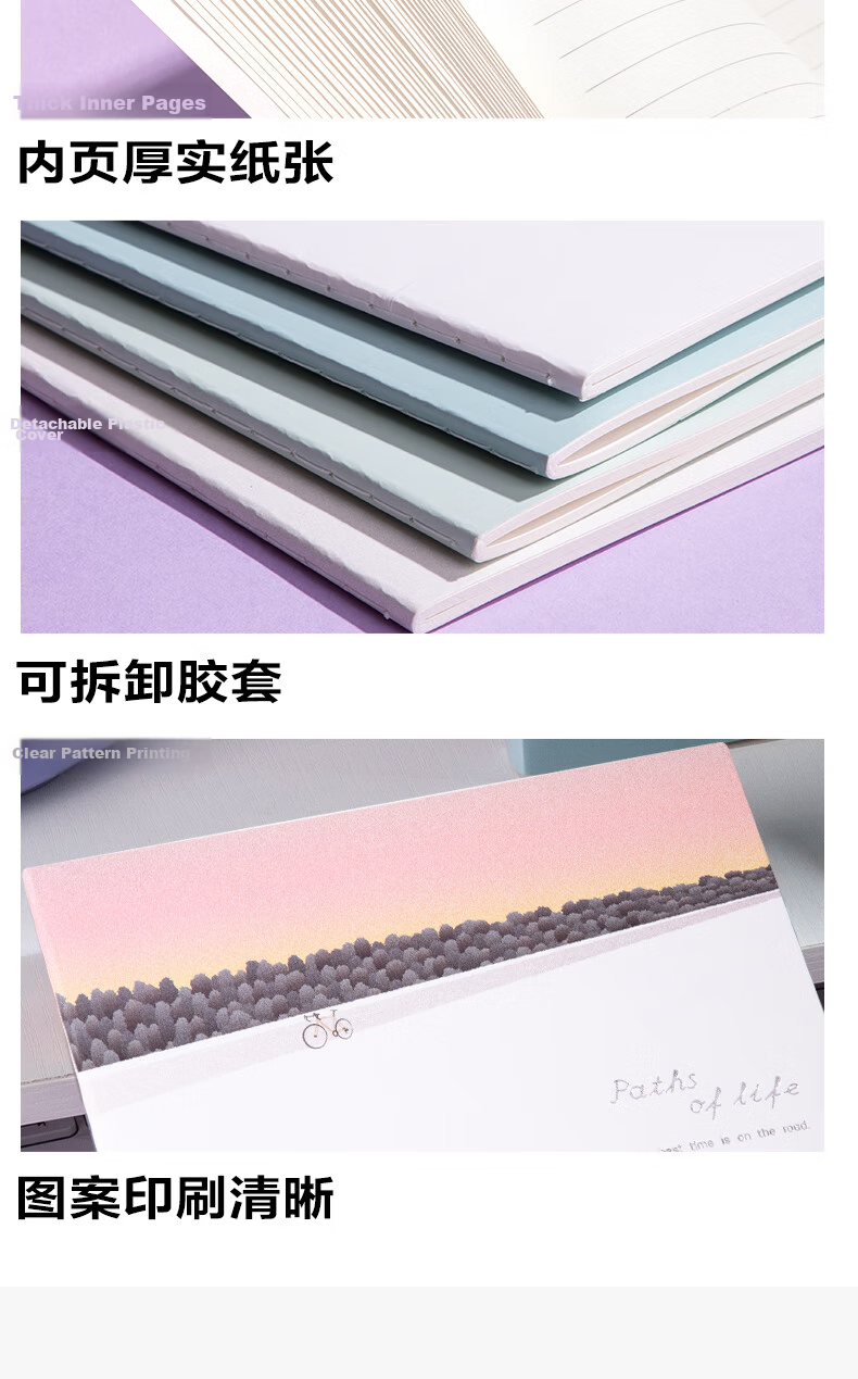 Deli B5/40 Sheets Student Softcover Notebook Exercise Book Sewn Binding 12-Pack FB540 (Travel Journal - Coastal Diary) 7